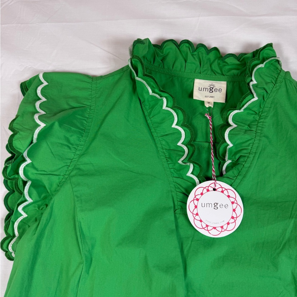 Umgee Green Scalloped Ruffle Top - Picture 4 of 8